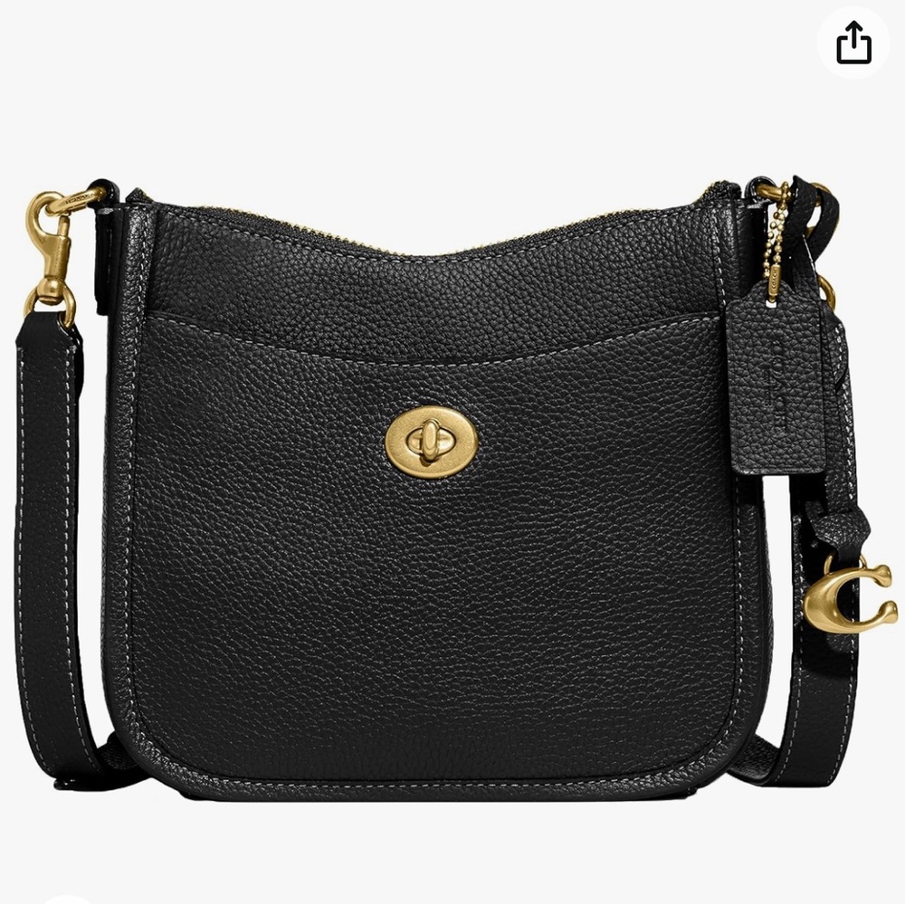 Coach Black Pebbled Leather Crossbody Bag with Gold Hardware - Picture 2 of 8